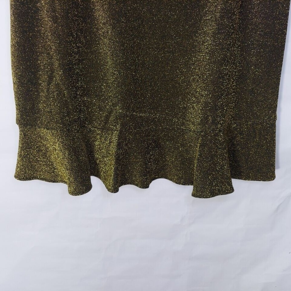 Michael‎ Kors Women Skirt L Gold Metallic Shimmer Hi Lo Stretch Trumpet Disco - Picture 11 of 13